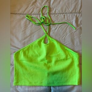 Zara neon green mini halter top, size L